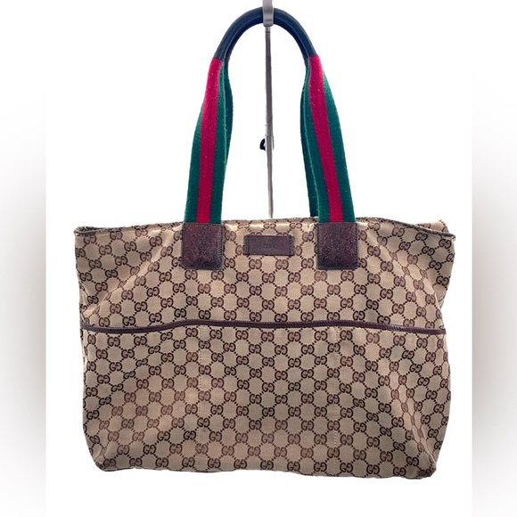 Gucci Brown Canvas Monogram Tote Bag - Picture 1 of 16